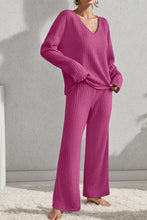 Load image into Gallery viewer, V-Neck Dropped Shoulder Top and Pants Set