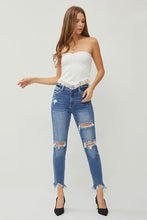 Load image into Gallery viewer, RISEN Distressed Frayed Hem Slim Jeans