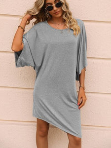 Round Neck Three-Quarter Sleeve Tee Dress