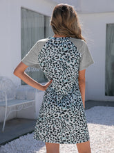 Load image into Gallery viewer, Leopard Round Neck Short Sleeve Mini Dress