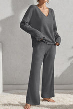 Load image into Gallery viewer, V-Neck Dropped Shoulder Top and Pants Set