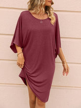 Load image into Gallery viewer, Round Neck Three-Quarter Sleeve Tee Dress