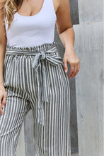 Load image into Gallery viewer, Heimish Find Your Path Full Size Paperbag Waist Striped Culotte Pants