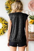 Load image into Gallery viewer, Sequin Round Neck Capped Sleeve Tank