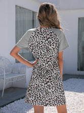 Load image into Gallery viewer, Leopard Round Neck Short Sleeve Mini Dress