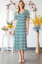 Load image into Gallery viewer, Striped V-Neck Short Sleeve Side Slit Dress