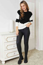 Load image into Gallery viewer, Woven Right Two-Tone Openwork Rib-Knit Sweater