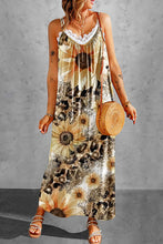 Load image into Gallery viewer, Leopard Sunflower Spaghetti Strap Dress