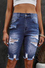 Load image into Gallery viewer, Distressed Frayed Hem Denim Bermuda Shorts