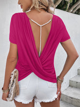 Load image into Gallery viewer, Beads Trim Back Twisted Blouse