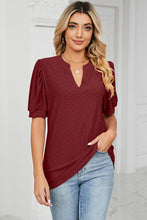 Load image into Gallery viewer, Eyelet Notched Short Sleeve T-Shirt