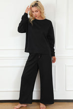 Load image into Gallery viewer, Double Take Full Size Textured Long Sleeve Top and Drawstring Pants Set