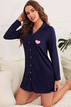 Load image into Gallery viewer, Heart Graphic Lapel Collar Night Shirt Dress