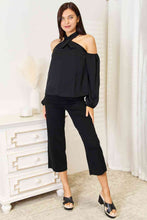 Load image into Gallery viewer, Double Take Grecian Cold Shoulder Long Sleeve Blouse