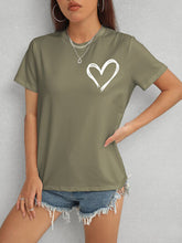 Load image into Gallery viewer, Heart Round Neck Short Sleeve T-Shirt