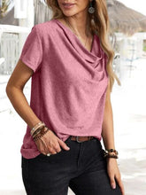 Load image into Gallery viewer, Cowl Neck Short Sleeve T-Shirt