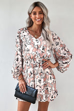 Load image into Gallery viewer, Floral Balloon Sleeve Ruffle Hem Dress