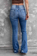 Load image into Gallery viewer, Distressed Flared Jeans with Pockets