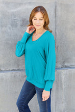 Load image into Gallery viewer, Basic Bae Full Size V-Neck Lantern Sleeve Blouse