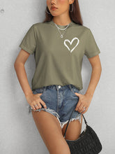 Load image into Gallery viewer, Heart Round Neck Short Sleeve T-Shirt