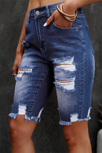 Load image into Gallery viewer, Distressed Frayed Hem Denim Bermuda Shorts