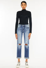 Load image into Gallery viewer, Kancan High Waist Distressed Hem Detail Cropped Straight Jeans