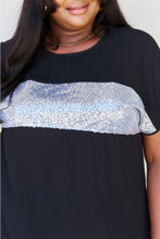 Load image into Gallery viewer, Sew In Love Shine Bright Full Size Center Mesh Sequin Top in Black/Silver