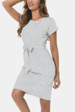 Load image into Gallery viewer, Tie Front Round Neck Short Sleeve Dress