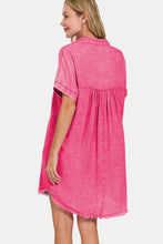 Load image into Gallery viewer, Zenana Washed Linen V-Neck Raw Hem Dress