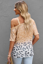 Load image into Gallery viewer, Leopard Asymmetrical Neck Cold-Shoulder Blouse