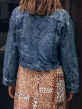 Load image into Gallery viewer, Button Up  Collared Neck Distressed Denim Jacket