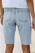 Load image into Gallery viewer, Distressed Raw Hem Denim Shorts