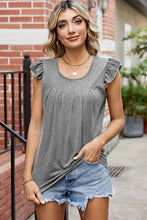 Load image into Gallery viewer, Ruffled Ruched Round Neck Tank