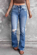 Load image into Gallery viewer, Distressed Flared Jeans with Pockets