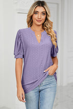 Load image into Gallery viewer, Eyelet Notched Short Sleeve T-Shirt