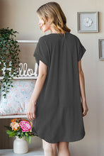 Load image into Gallery viewer, Heimish Full Size Ribbed Round Neck Short Sleeve Tee Dress