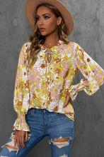 Load image into Gallery viewer, Floral Frill Trim Tie Neck Flounce Sleeve Blouse