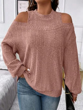 Load image into Gallery viewer, Round Neck Cold Shoulder Sweater