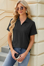 Load image into Gallery viewer, Pocketed Johnny Collar Short Sleeve Blouse