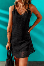 Load image into Gallery viewer, Swiss Dot Lace Trim V-Neck Dress