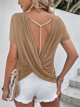 Load image into Gallery viewer, Beads Trim Back Twisted Blouse