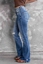 Load image into Gallery viewer, Distressed Flared Jeans with Pockets