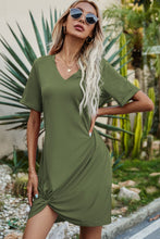 Load image into Gallery viewer, Twisted V-Neck Short Sleeve Dress