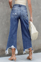 Load image into Gallery viewer, Distressed Raw Hem Jeans with Pockets