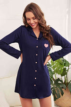 Load image into Gallery viewer, Heart Graphic Lapel Collar Night Shirt Dress