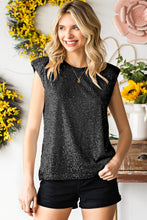 Load image into Gallery viewer, Sequin Round Neck Capped Sleeve Tank