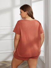 Load image into Gallery viewer, Plus Size Round Neck Short Sleeve Two-Piece Loungewear Set