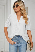 Load image into Gallery viewer, Eyelet Notched Short Sleeve T-Shirt