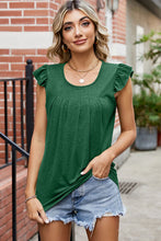 Load image into Gallery viewer, Ruffled Ruched Round Neck Tank