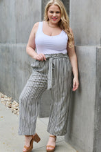 Load image into Gallery viewer, Heimish Find Your Path Full Size Paperbag Waist Striped Culotte Pants